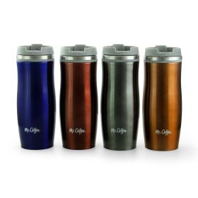 Mr. Coffee Kendrick 4 Piece Stainless Steel 10 Ounce Thermal Travel Tumbler Cup Set in Assorted Colors