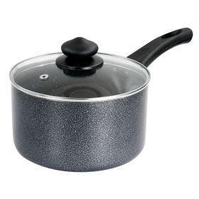 Oster 2.5 Quart Pallermo Nonstick Aluminum Saucepan with Lid in Graphite Grey