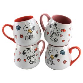 Peanuts 4 Piece 20 Ounce Stoneware Wax Relief Cup Set in 2 Assorted Designs