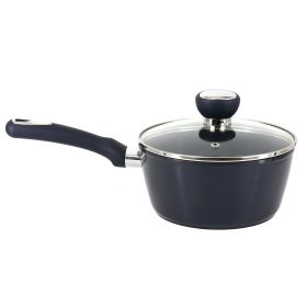 Oster Hawke 1.9 Quart Ceramic Nonstick Aluminum Saucepan with Lid in Dark Blue