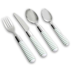 Gibson Everyday Mini Stripe 16 Piece Flatware Set in Green, Service for 4