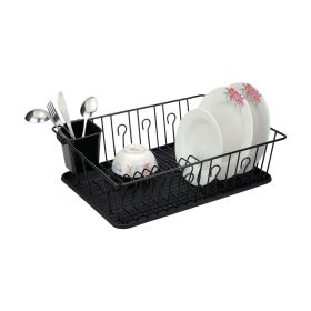 Better Chef 16 Inch Chrome Dish Rack with Black Draining Tray