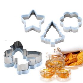 Stainless Steel 4 pcs Cookie Cutter Set Holiday Cookies Cutters for Making Christmas Tree Star Flower Butterfly Shaped Fondant Biscuit Chocolate Cutt