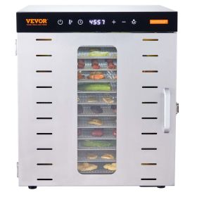 VEVOR Food Dehydrator Machine, 10 Stainless Steel Trays, 1000W Electric Food Dryer with Digital Adjustable Timer & Temperature for Jerky, Herb, Meat