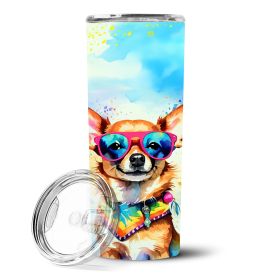 Chihuahua Hippie Dawg Stainless Steel Skinny Tumbler Vacuum Double Walled Reusable Insulated Tumbler Travel Cup for Coffee Cocktails Gift with Lid