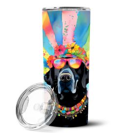 Black Labrador Hippie Dawg Stainless Steel Skinny Tumbler Vacuum Double Walled Reusable Insulated Tumbler Travel Cup for Coffee Cocktails Gift with Li