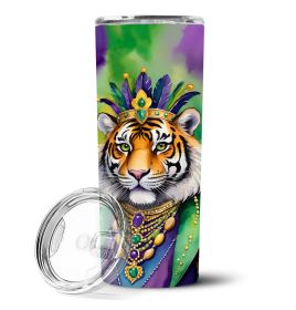 Tiger the King of Mardi Gras Stainless Steel Skinny Tumbler Vacuum Double Walled Reusable Insulated Tumbler Travel Cup for Coffee Cocktails Gift with