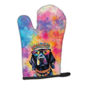 Black Labrador Hippie Dawg Oven Mitt Heat Resistant Thick Oven Mitt for Hot Pans and Oven, Kitchen Mitt Protect Hands, Cooking Baking Glove