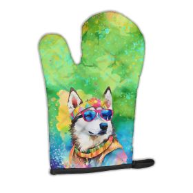 Siberian Husky Hippie Dawg Oven Mitt Heat Resistant Thick Oven Mitt for Hot Pans and Oven, Kitchen Mitt Protect Hands, Cooking Baking Glove