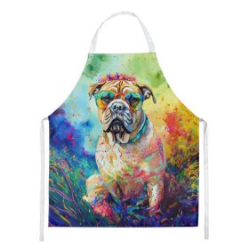 Bullmastiff Hippie Dawg Apron Cooking Kitchen Server Baking Crafts Gardening for Adult Women Men, Unisex, Large, Multicolor