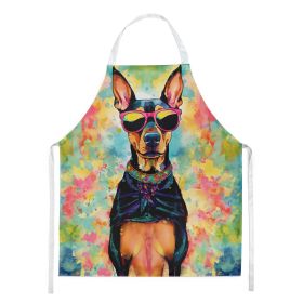 Doberman Pinscher Hippie Dawg Apron Cooking Kitchen Server Baking Crafts Gardening for Adult Women Men, Unisex, Large, Multicolor