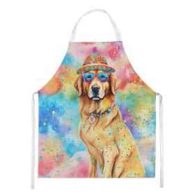 Golden Retriever Hippie Dawg Apron Cooking Kitchen Server Baking Crafts Gardening for Adult Women Men, Unisex, Large, Multicolor