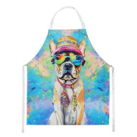 French Bulldog Hippie Dawg Apron Cooking Kitchen Server Baking Crafts Gardening for Adult Women Men, Unisex, Large, Multicolor