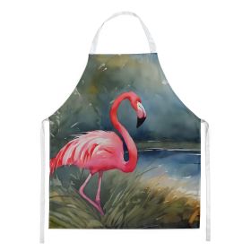 Flamingo Apron Cooking Kitchen Server Baking Crafts Gardening for Adult Women Men, Unisex, Large, Multicolor