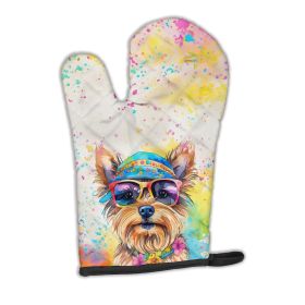 Yorkshire Terrier Hippie Dawg Oven Mitt Heat Resistant Thick Oven Mitt for Hot Pans and Oven, Kitchen Mitt Protect Hands, Cooking Baking Glove (Default: Default)