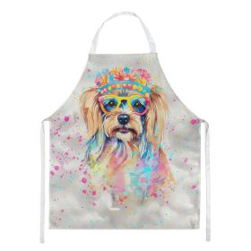 Yorkshire Terrier Hippie Dawg Apron Cooking Kitchen Server Baking Crafts Gardening for Adult Women Men, Unisex, Large, Multicolor (Default: Default)